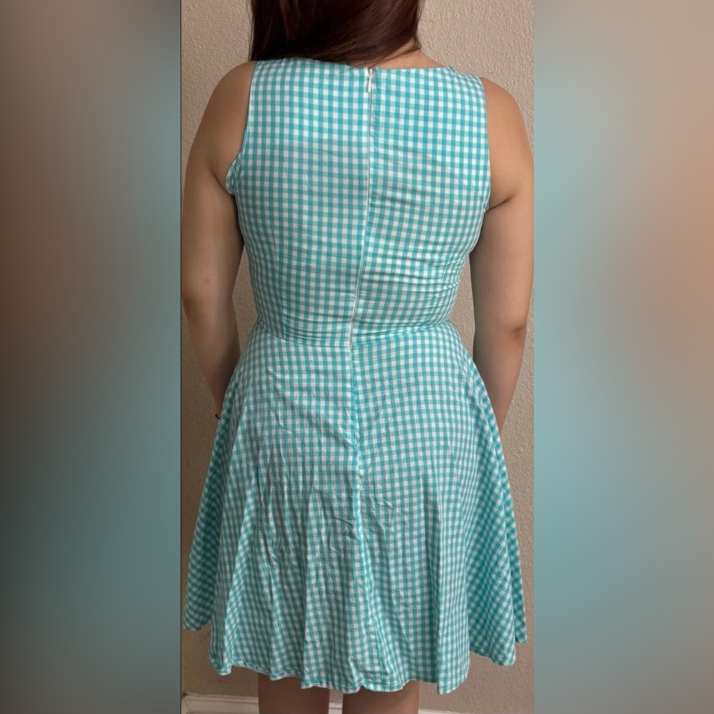 Voodoo Vixen Blue Gingham Retro Dress size M - Picture 3 of 6